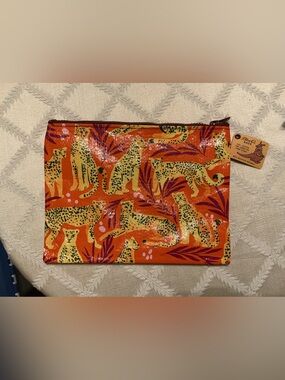 Blue Q Orange Leopard Print Travel Pouch